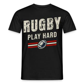Rugby Spiel hart | Passion Oval Ball - Männer T-Shirt - Schwarz - Vorne - AI Model Male 178 light (178cm)