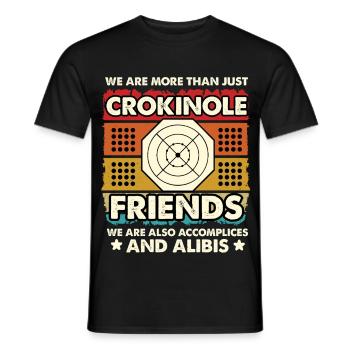 Crokinole Freunde – Komplizen und Alibis - Männer T-Shirt - Schwarz - Vorne - AI Model Male 178 light (178cm)