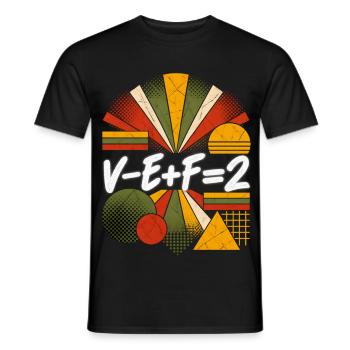 Eulers Formel für Polyeder – Mathematische Gleichung - Männer T-Shirt - Schwarz - Vorne - AI Model Male 178 light (178cm)