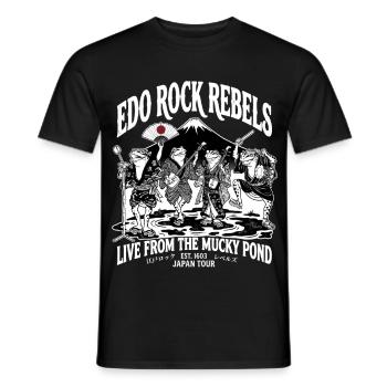 Japanese Frog Rockers Mt. Fuji Muddy Pond Tour Art - Männer T-Shirt - Schwarz - Vorne - AI Model Male 178 light (178cm)