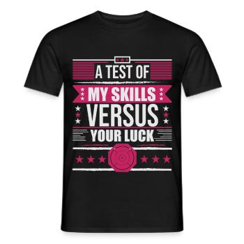 Skills vs Luck – Crokinole Spieler Brettspiel - Männer T-Shirt - Schwarz - Vorne - AI Model Male 178 light (178cm)