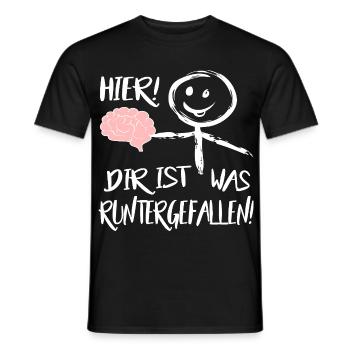 Gehirn Hier runtergefallen Männchen Sprüche  - Männer T-Shirt - Schwarz - Vorne - AI Model Male 178 light (178cm)
