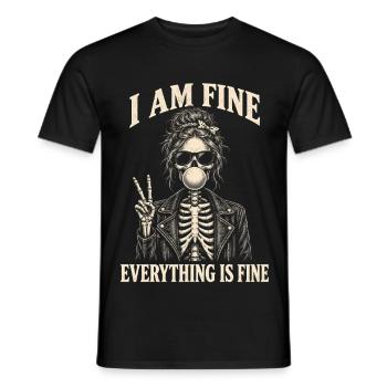 Everything Is Fine Skelett Lustig Halloween - Männer T-Shirt - Schwarz - Vorne - AI Model Male 178 light (178cm)