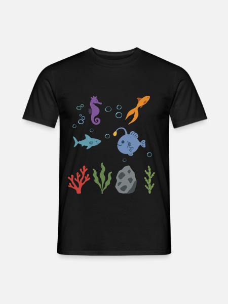 Seepferdchen Unterwasser Kinder Goldfisch Hai - Männer T-Shirt - Schwarz