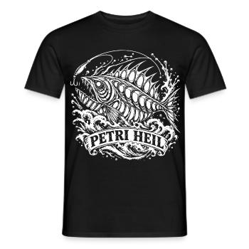 Petri Heil. Monsterfisch aus der Tiefsee. - Männer T-Shirt - Schwarz - Vorne - AI Model Male 178 light (178cm)