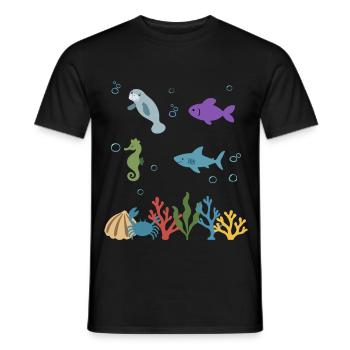 Seekuh Unterwasser Kinder Fisch Seepferdchen - Männer T-Shirt - Schwarz - Vorne - AI Model Male 178 light (178cm)