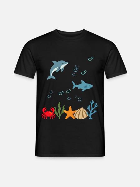 Delfin Unterwasser Kinder Hai - Männer T-Shirt - Schwarz