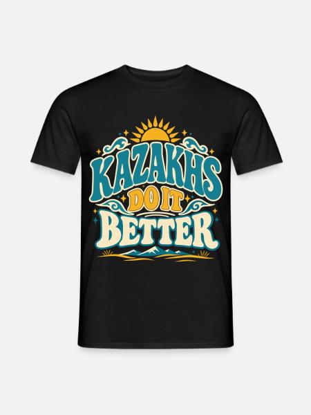 Kasachischer Adler Sonne und Berge - Männer T-Shirt - Schwarz