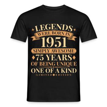 Jahrgang 1951 Simply Awesome 75th Birthday - Männer T-Shirt - Schwarz - Vorne - AI Model Male 178 light (178cm)