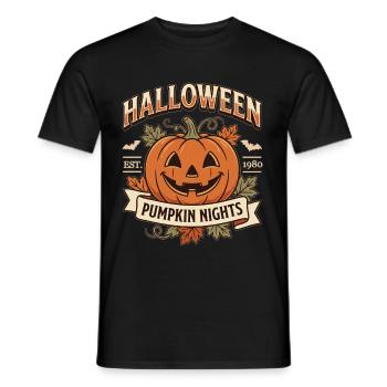 Retro Halloween Pumpkin Nights Jack O Lantern - Männer T-Shirt - Schwarz - Vorne - AI Model Male 178 light (178cm)