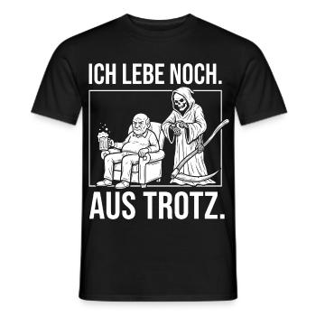 Ich lebe noch. Aus Trotz. - Sensenmann und Opa - Männer T-Shirt - Schwarz - Vorne - AI Model Male 178 light (178cm)
