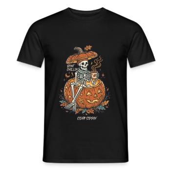 Gemütliches Halloween-Skelett im Kürbis - Männer T-Shirt - Schwarz - Vorne - AI Model Male 178 light (178cm)
