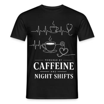 Kaffee Power Nachtshifts Illustration - Männer T-Shirt - Schwarz - Vorne - AI Model Male 178 light (178cm)