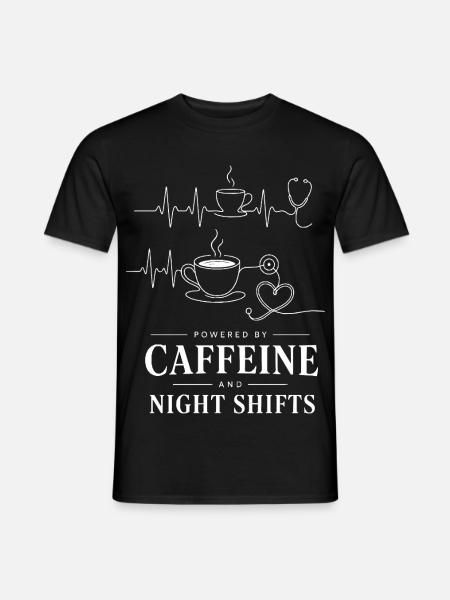Kaffee Power Nachtshifts Illustration - Männer T-Shirt - Schwarz