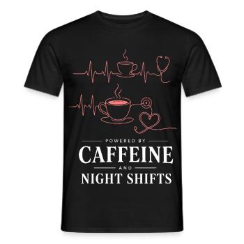Kaffee und Nachtschicht Herzschlag - Männer T-Shirt - Schwarz - Vorne - AI Model Male 178 light (178cm)