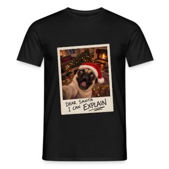 Dear Santa I Can Explain Mops Selfie - Männer T-Shirt - Schwarz - Vorne - AI Model Male 178 light (178cm)