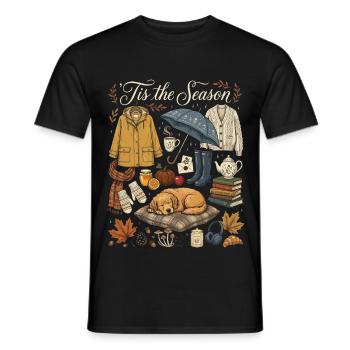 Herbstzauber Kuscheloutfit - Männer T-Shirt - Schwarz - Vorne - AI Model Male 178 light (178cm)