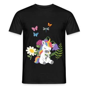 Gänseblümchen Blumen Kinder Einhorn Kinderdesign - Männer T-Shirt - Schwarz - Vorne - AI Model Male 178 light (178cm)