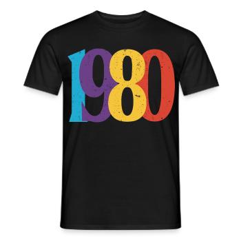 Geboren 1980 80er Geburtstagsgeschenk - Männer T-Shirt - Schwarz - Vorne - AI Model Male 178 light (178cm)