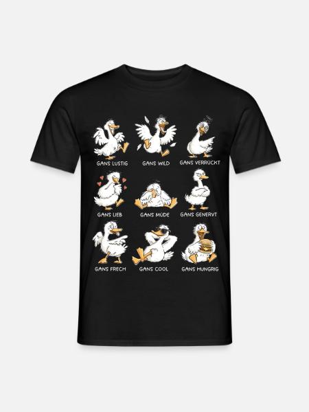 Gans Lustig Wild Verrückt Gänse Wortspiel - Männer T-Shirt - Schwarz