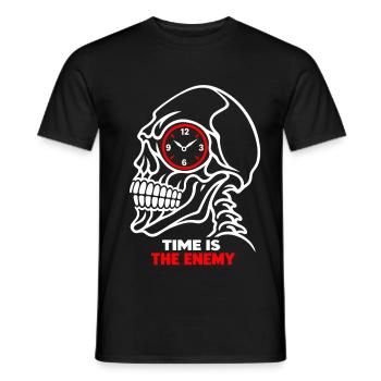 Totenkopfuhr – Zeit ist der Feind - Männer T-Shirt - Schwarz - Vorne - AI Model Male 178 light (178cm)