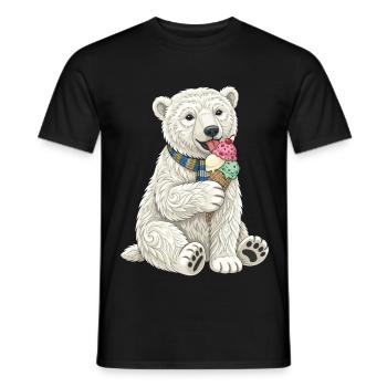 Eisbär mit buntem Eiscreme-Spaß - Männer T-Shirt - Schwarz - Vorne - AI Model Male 178 light (178cm)