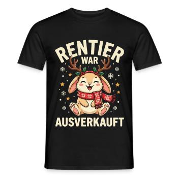 Rentierhase Ausverkauft Weihnachtsdesign - Männer T-Shirt - Schwarz - Vorne - AI Model Male 178 light (178cm)