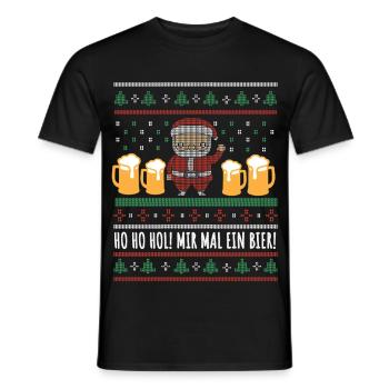 Ho Ho Hol! Weihnachtsmann mit vier Bierkrügen - Männer T-Shirt - Schwarz - Vorne - AI Model Male 178 light (178cm)