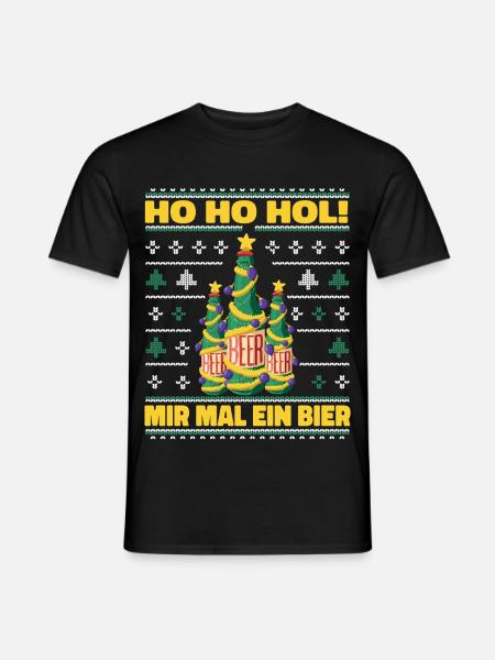 Ho Ho Hol – Weihnachtsbaum aus Bierflaschen - Männer T-Shirt - Schwarz