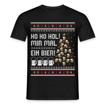Bier Weihnachtsbaum – Ho Ho Hol mir mal ein Bier - Männer T-Shirt - Schwarz - Vorne - AI Model Male 178 light (178cm)