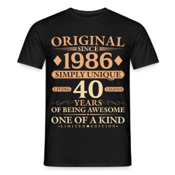 Original 1986 Living Legend 40th Birthday Gift - Männer T-Shirt - Schwarz - Vorne - AI Model Male 178 light (178cm)