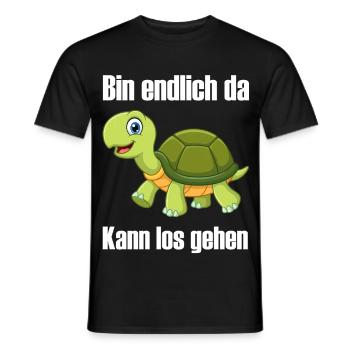 Bin endlich da kann los gehen lustige Schildkröte - Männer T-Shirt - Schwarz - Vorne - AI Model Male 178 light (178cm)