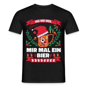 Ho Ho Hol – Weihnachtsmann im Bierkrug - Männer T-Shirt - Schwarz - Vorne - AI Model Male 178 light (178cm)