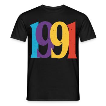 Geboren 1991 Geburtstagsgeschenk Geburtstag 91 - Männer T-Shirt - Schwarz - Vorne - AI Model Male 178 light (178cm)