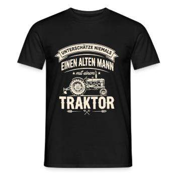 Never Underestimate An Old Man With A Tractor - Männer T-Shirt - Schwarz - Vorne - AI Model Male 178 light (178cm)