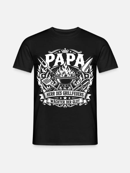 Papa Grillfeuer Wächter der Glut - Männer T-Shirt - Schwarz