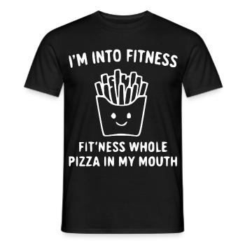 Pizza Fitness Spruch – Pommes Emoji - Männer T-Shirt - Schwarz - Vorne - AI Model Male 178 light (178cm)