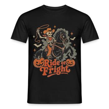 Halloween Cowboy Skelett Pferd Ride or Fright - Männer T-Shirt - Schwarz - Vorne - AI Model Male 178 light (178cm)