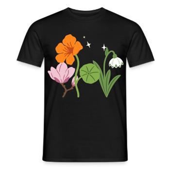 Blumen floral Blumenmotiv Zeichnung Garten - Männer T-Shirt - Schwarz - Vorne - AI Model Male 178 light (178cm)