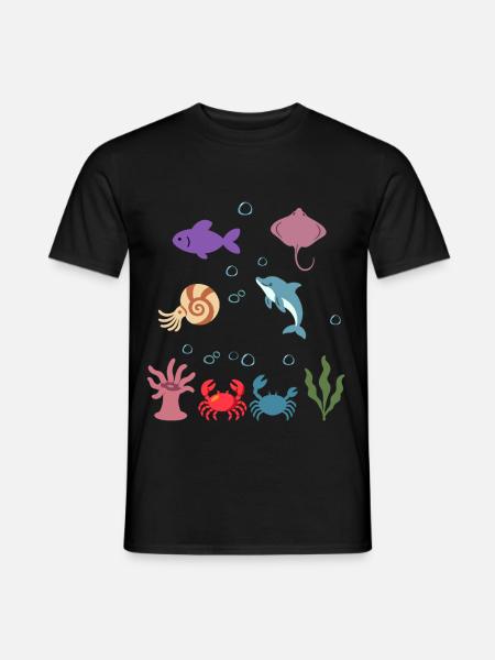 Fisch Unterwasser Kinder Rochen Nautilus - Männer T-Shirt - Schwarz