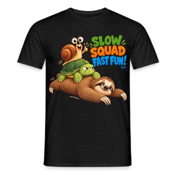 Slow Squad Fast Fun - Funny Slow Animals - Männer T-Shirt - Schwarz - Vorne - AI Model Male 178 light (178cm)