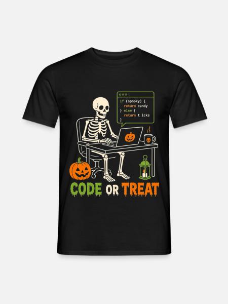 Halloween Programmierer Skelett Code or Treat - Männer T-Shirt - Schwarz