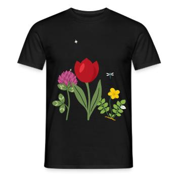 Blumen botanisch Garten Illustration Blumenmotiv - Männer T-Shirt - Schwarz - Vorne - AI Model Male 178 light (178cm)