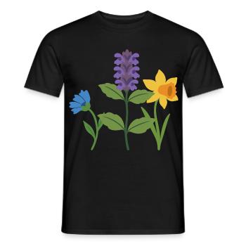 Blumen botanisch Pflanzen Zeichnung Blumenmotiv - Männer T-Shirt - Schwarz - Vorne - AI Model Male 178 light (178cm)