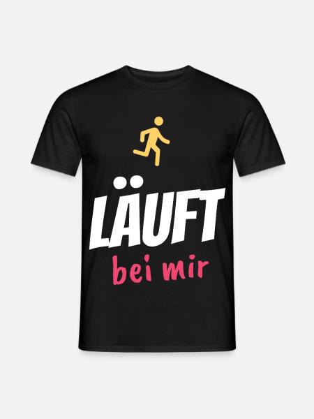 Läuft bei mir – Jugendsprache Spruch - Männer T-Shirt - Schwarz