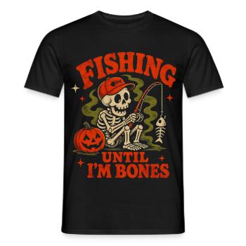 Halloween Angler Skelett Angeln - Männer T-Shirt - Schwarz - Vorne - AI Model Male 178 light (178cm)