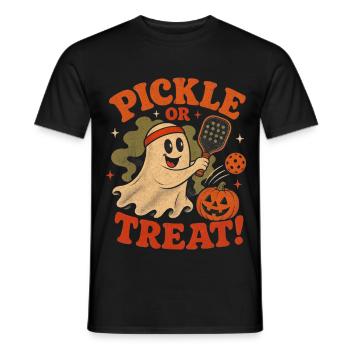 Halloween Pickleball Geist Kürbis Pickle or Treat - Männer T-Shirt - Schwarz - Vorne - AI Model Male 178 light (178cm)