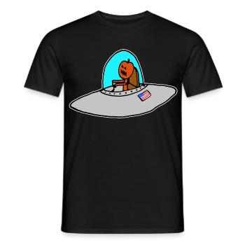 Halloween-Kürbis im Weltall Raumschiff - Männer T-Shirt - Schwarz - Vorne - AI Model Male 178 light (178cm)