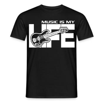 Music is my Life Gitarre Band Songwriter Sprüche  - Männer T-Shirt - Schwarz - Vorne - AI Model Male 178 light (178cm)