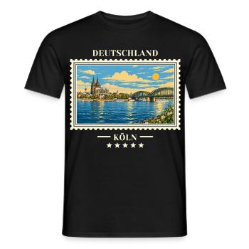 Deutschland Köln Vintage Reisemarke - Männer T-Shirt - Schwarz - Vorne - AI Model Male 178 light (178cm)